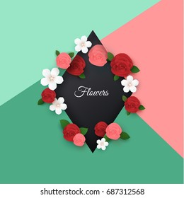 Paper flower colorful frame background. EPS10.
