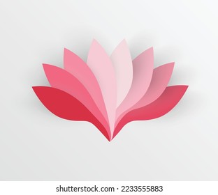 Paper flower. Colorful lotus cut from paper. Wedding decorations. Decorative bridal bouquet, isolated floral design elements. Greeting card template. Vector illustration. Background. 
