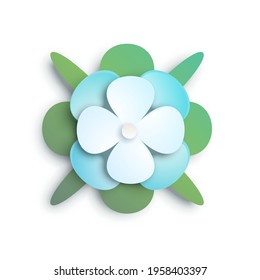Composición de flor de papel elemento de decoración de arte aislado en fondo blanco