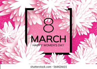 Paper flower Greeting card. Happy Women's Day. Mothers holiday