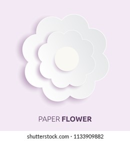 Paper flower icon with shadow on pink background, paper cut for greeting cards, crafts, handmade and decorations. collection of vector illustration.