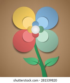 Paper flower on brown background