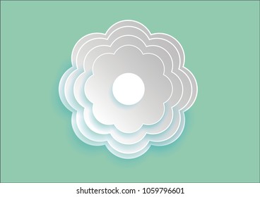 Paper Flower on green pastel background, Vector illustration