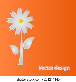 paper flower on an orange background. Vector illustration