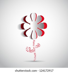 Paper flower on white background - vector