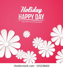 Paper flower postcard. Vector illustration.