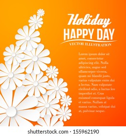 Paper flower postcard. Vector illustration.