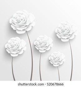 Paper flower. Rose cut out of paper. Vector illustration