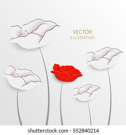 Paper flower. Rose cut out of paper. Vector illustration