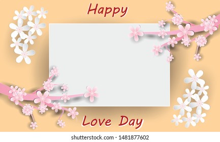 Paper and flower sweet background Paper cut Style