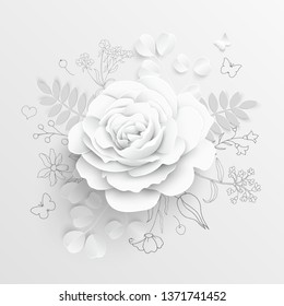 3d Rendering White Paper Flowers On Stock Illustration 1031917852