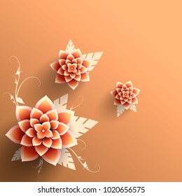 Paper flower.3d. Background. Vector illustration