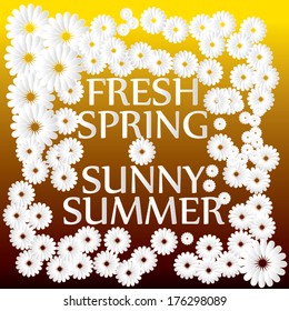 paper flowers background. fresh spring and sunny summer poster. vector illustration