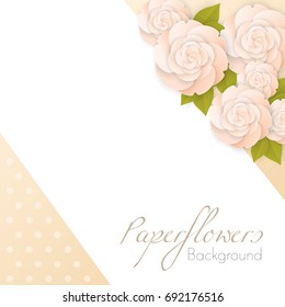 Paper flowers background with place for text vector ilustration