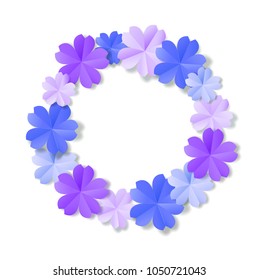 Paper flowers isolated on white background in origami style