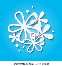 Paper flowers on blue background