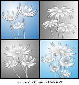 paper flowers on a gray background