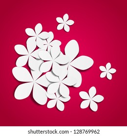 Paper flowers on pink background