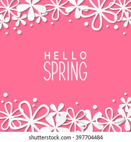 Paper flowers on pink background