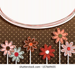 paper flowers on vintage background