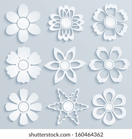 Paper flowers. Set of paper ornaments