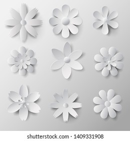 Paper flowers set. Vector stock.