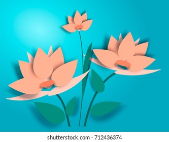 paper flowers. Vector illustration of realistic colors, can be used in a magazine, online, in a leaflet store
