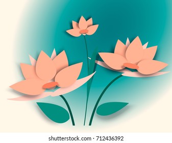 paper flowers. Vector illustration of realistic colors, can be used in a magazine, online, in a leaflet store