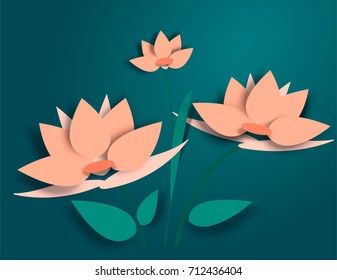 paper flowers. Vector illustration of realistic colors, can be used in a magazine, online, in a leaflet store