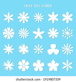 Paper flowers. Vector set.Templates. Silhouettes. For paper and laser cutting. Isolated floral decorative elements. For postcards, crafts made of felt, cardboard.