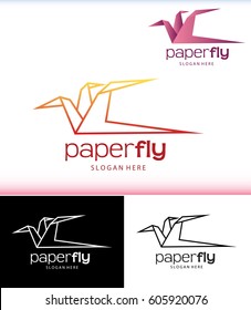 Paper fly bird logo template - vector illustrator