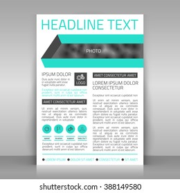 Paper flyer with place for picture. Vector business template.