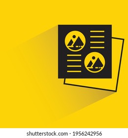 paper and flyers with branding identity shadow on yellow background