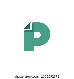 Paper Fold Letter P Logo design vector template