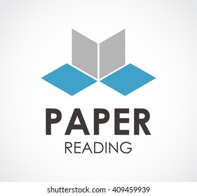 Paper fold of reading abstract vector and logo design or template book business icon of company identity symbol concept