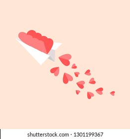 
Paper folded into a rocket and a pink heart shape, vector image