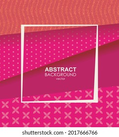 Paper folded poster  in bright colors with frame, vector illustration.