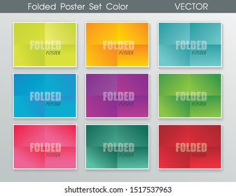 Paper folded poster set in bright colors, vector illustration.