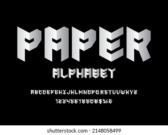 Paper folded style alphabet design with uppercase, numbers and symbols