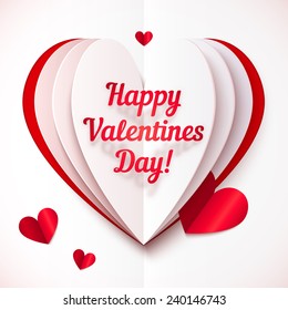 Paper folded vector heart with Happy Valentines Day text