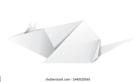 Paper folded white mouse or rat design.