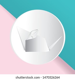 Paper folded white mouse or rat design.