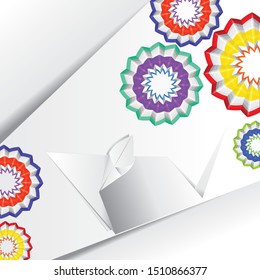 Paper folded white mouse or rat design.