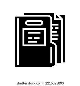 vector de icono de glifo de carpeta de papel. signo de carpeta de papel. ilustración de símbolo aislado
