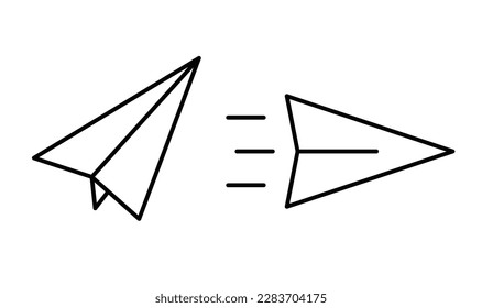 paper folding fly plane outline icon