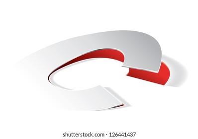 Paper folding with letter C in perspective view. Editable vector format.