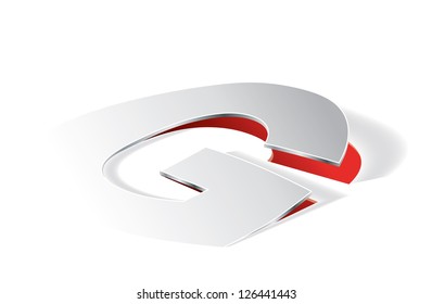 Paper folding with letter G in perspective view. Editable vector format.