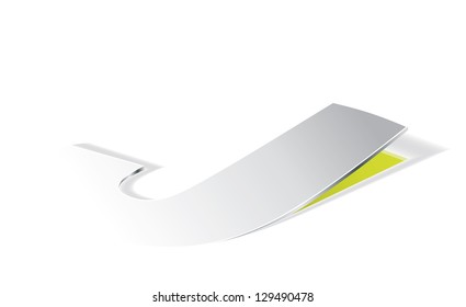Paper folding with letter J in perspective view. Editable vector format.