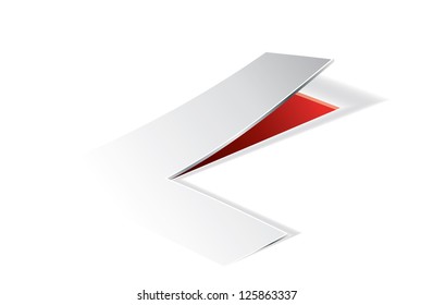 Papierfalten mit Buchstabe L in Perspektive. Bearbeitbares Vektorformat.