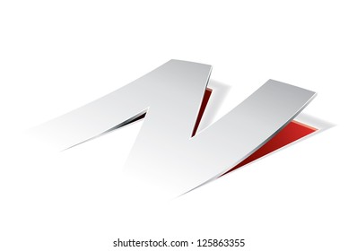 Paper folding with letter N in perspective view. Editable vector format.